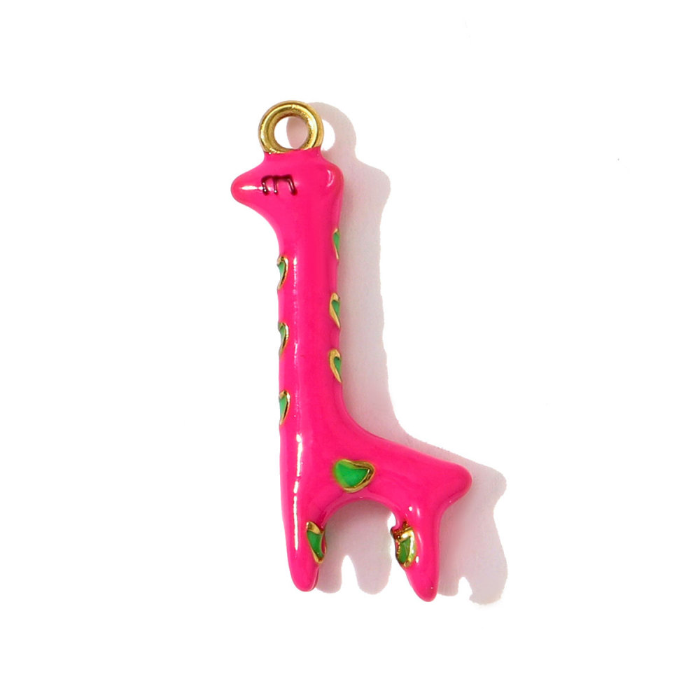 6pcs/pack Stainless Steel Enamel Giraffe Frog Necklace Pendants Painted Plam Tree Ladybird DIY Charms Women Love Heart Jewelry