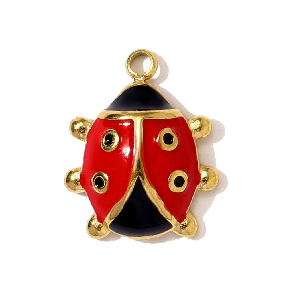 6pcs/pack Stainless Steel Enamel Giraffe Frog Necklace Pendants Painted Plam Tree Ladybird DIY Charms Women Love Heart Jewelry