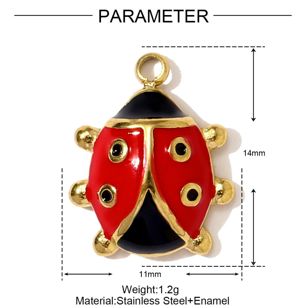 6pcs/pack Stainless Steel Enamel Giraffe Frog Necklace Pendants Painted Plam Tree Ladybird DIY Charms Women Love Heart Jewelry