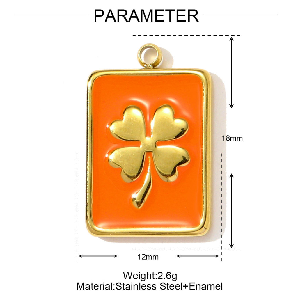 6pcs/pack French Enamel Clover Stainless Steel Necklace Pendants Painted Lucky Poker DIY Earrings Charms Women Cowboy Hat Jewelry