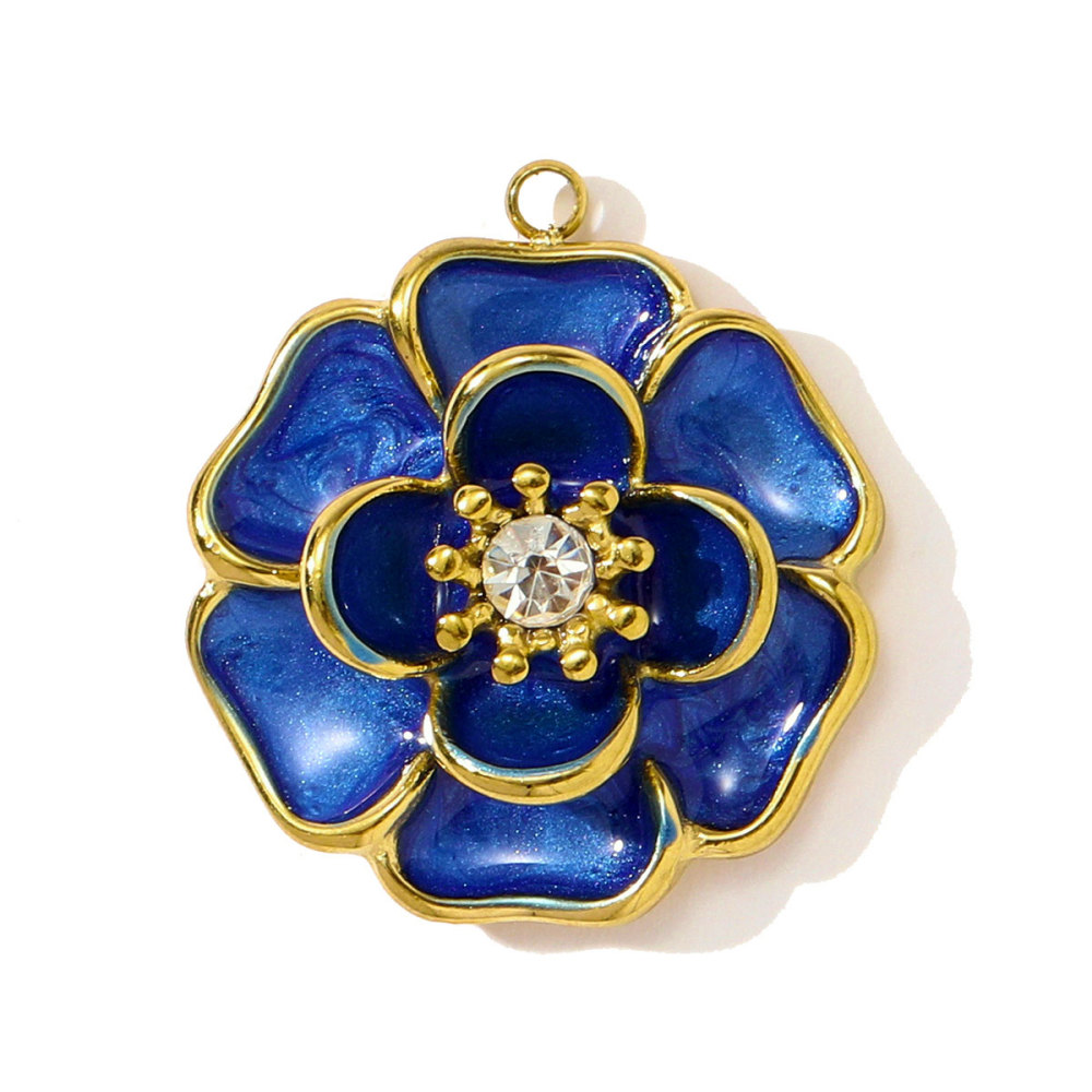 6pcs/pack French Stainless Steel Tarot Card Enamel Necklace Pendants Plam Tree Eye DIY Earrings Charms Women Fish Flower Jewelry