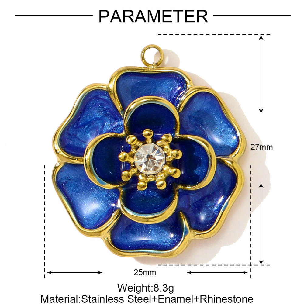 6pcs/pack French Stainless Steel Tarot Card Enamel Necklace Pendants Plam Tree Eye DIY Earrings Charms Women Fish Flower Jewelry