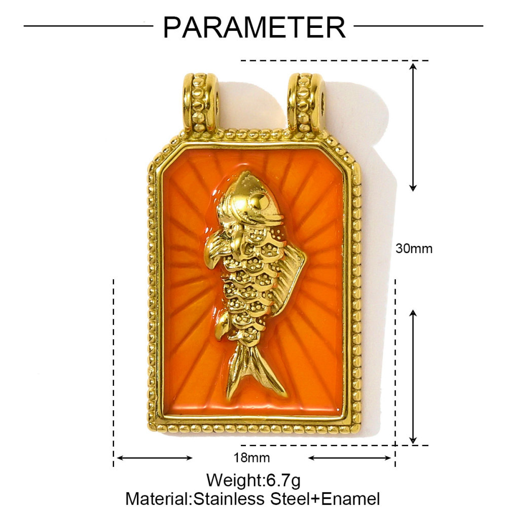 6pcs/pack French Stainless Steel Tarot Card Enamel Necklace Pendants Plam Tree Eye DIY Earrings Charms Women Fish Flower Jewelry