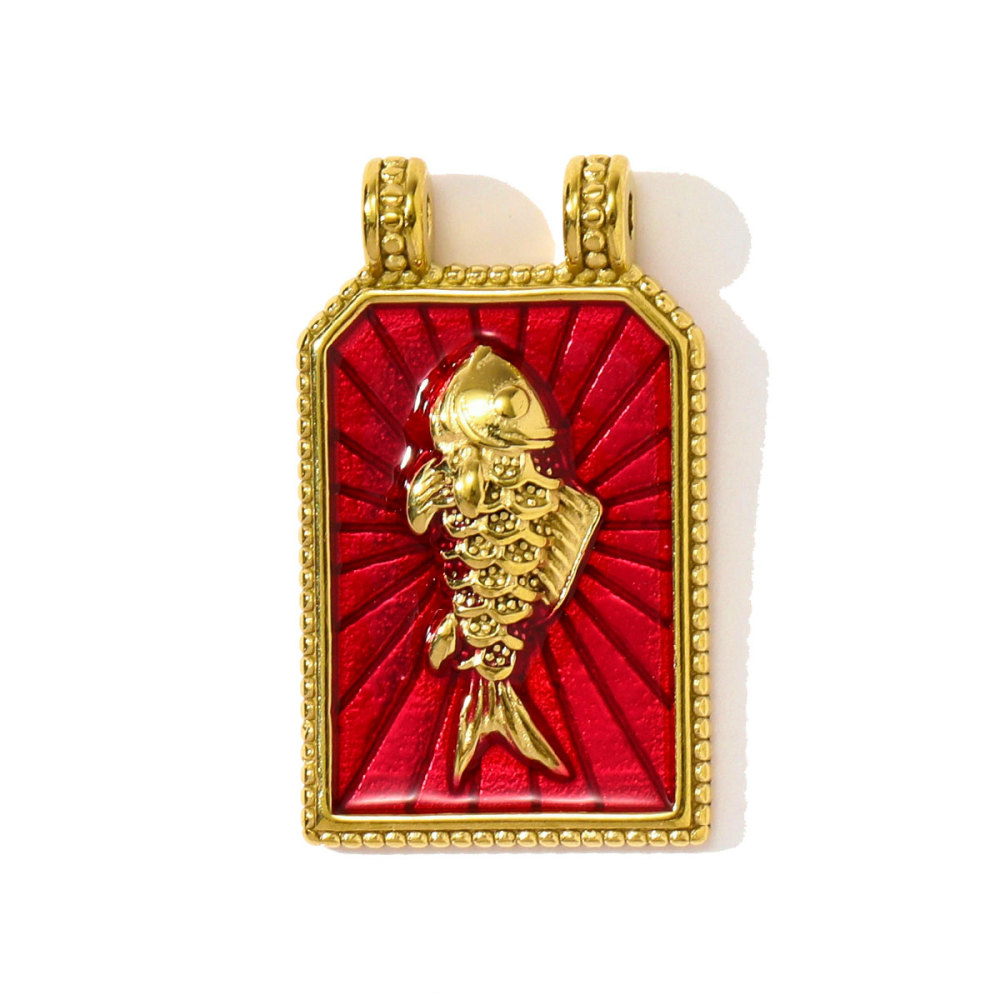 6pcs/pack French Stainless Steel Tarot Card Enamel Necklace Pendants Plam Tree Eye DIY Earrings Charms Women Fish Flower Jewelry
