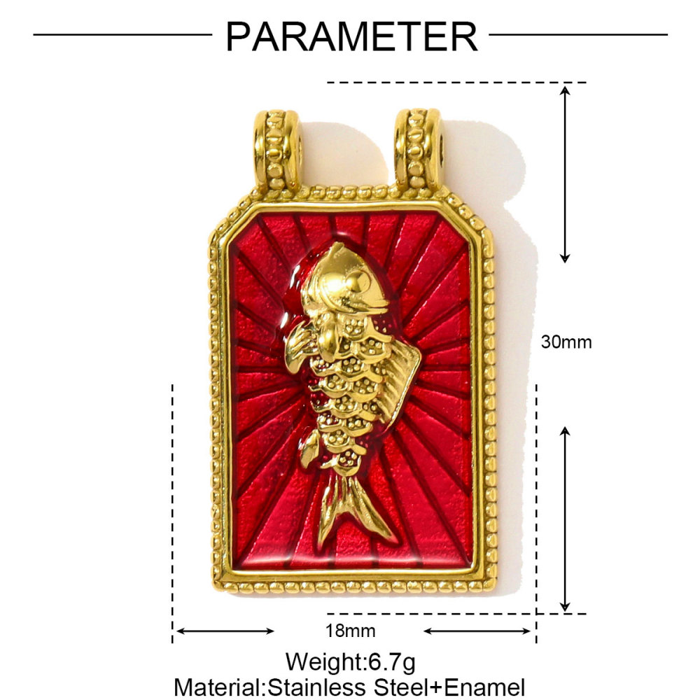 6pcs/pack French Stainless Steel Tarot Card Enamel Necklace Pendants Plam Tree Eye DIY Earrings Charms Women Fish Flower Jewelry