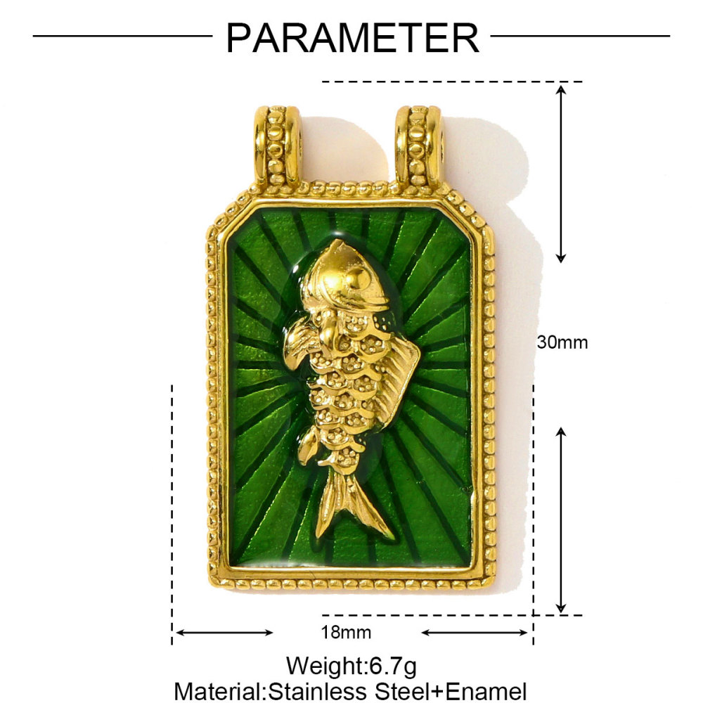 6pcs/pack French Stainless Steel Tarot Card Enamel Necklace Pendants Plam Tree Eye DIY Earrings Charms Women Fish Flower Jewelry
