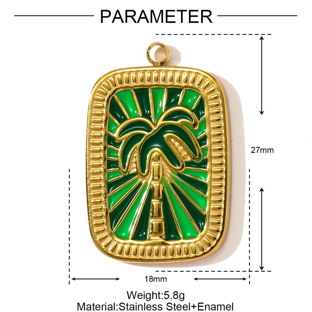 6pcs/pack French Stainless Steel Tarot Card Enamel Necklace Pendants Plam Tree Eye DIY Earrings Charms Women Fish Flower Jewelry