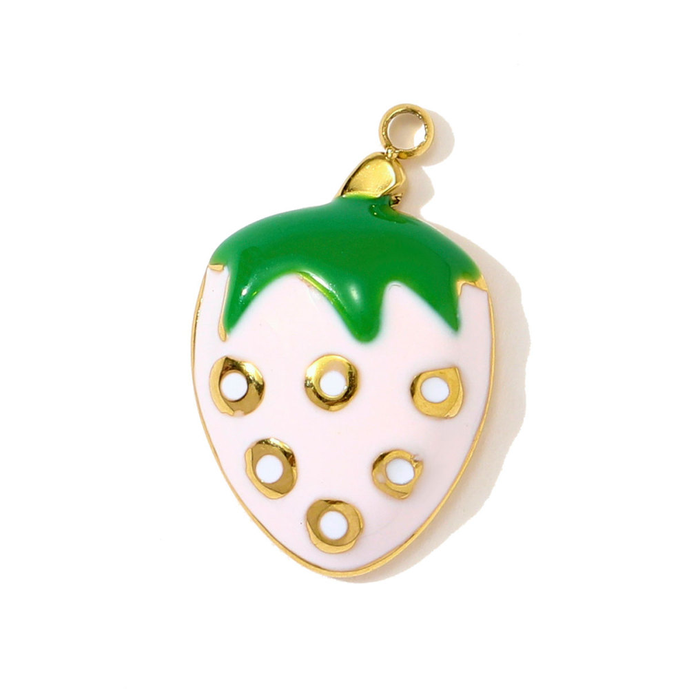 6pcs/pack French Cute Stainless Steel Strawberry Lemon Necklace Pendants Birthday Cake Doughnut DIY Charms Women Cherry Jewelry