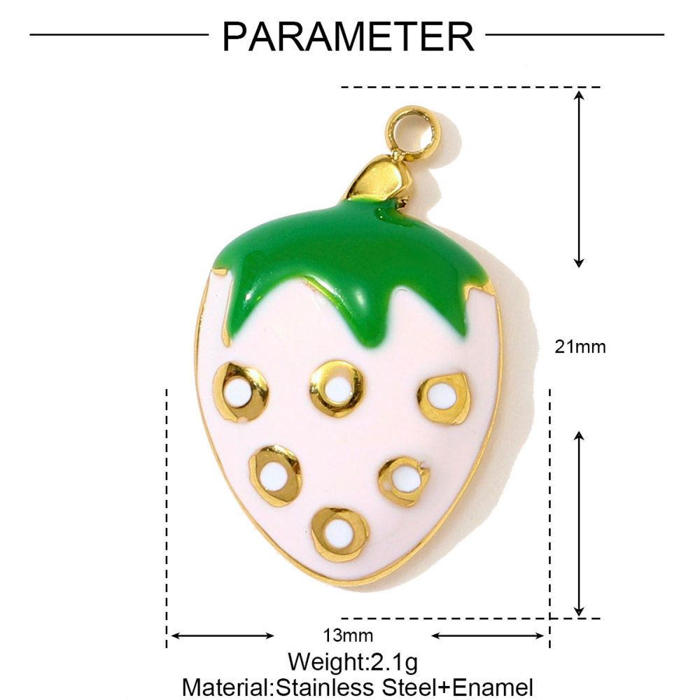 6pcs/pack French Cute Stainless Steel Strawberry Lemon Necklace Pendants Birthday Cake Doughnut DIY Charms Women Cherry Jewelry