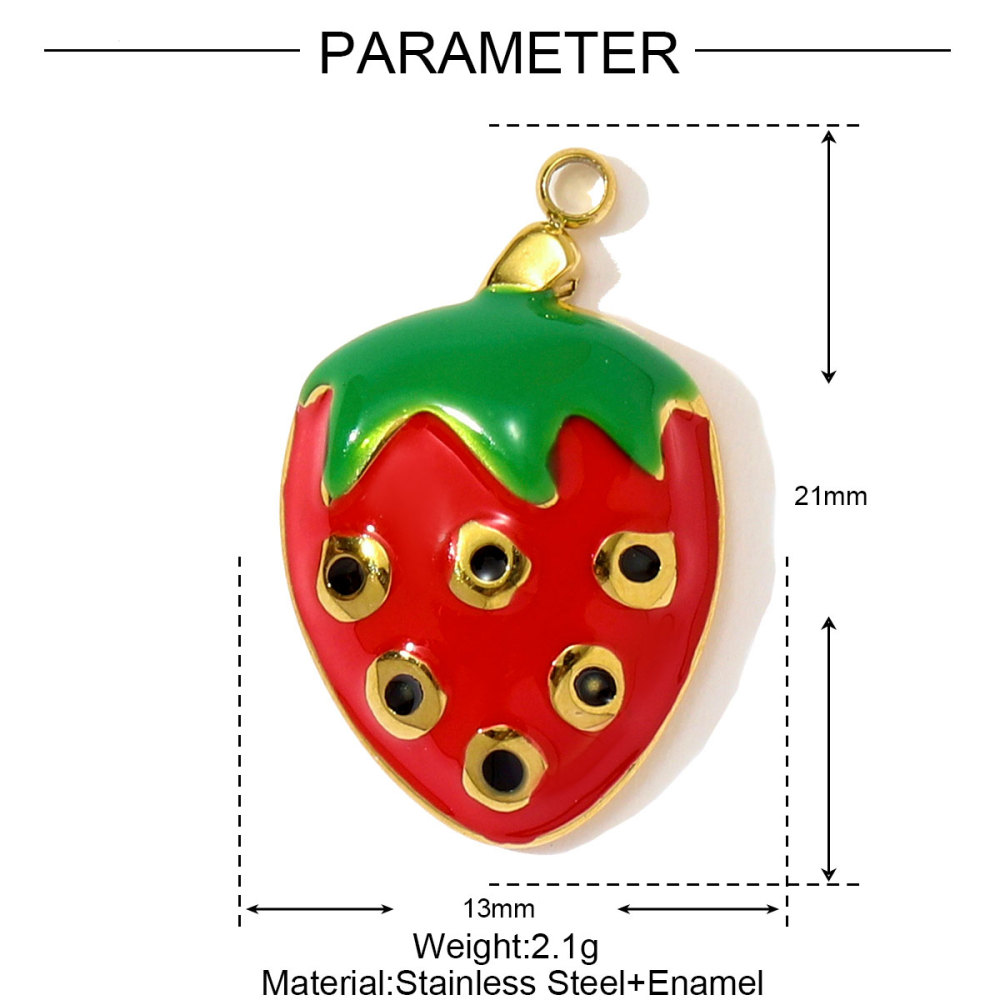 6pcs/pack French Cute Stainless Steel Strawberry Lemon Necklace Pendants Birthday Cake Doughnut DIY Charms Women Cherry Jewelry