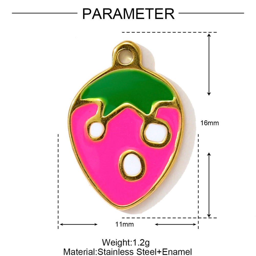 6pcs/pack French Cute Stainless Steel Strawberry Lemon Necklace Pendants Birthday Cake Doughnut DIY Charms Women Cherry Jewelry