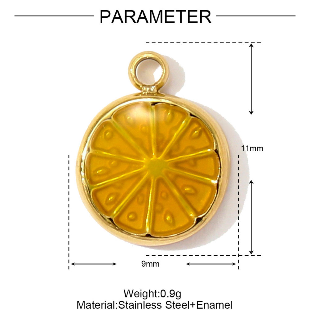 6pcs/pack French Cute Stainless Steel Strawberry Lemon Necklace Pendants Birthday Cake Doughnut DIY Charms Women Cherry Jewelry