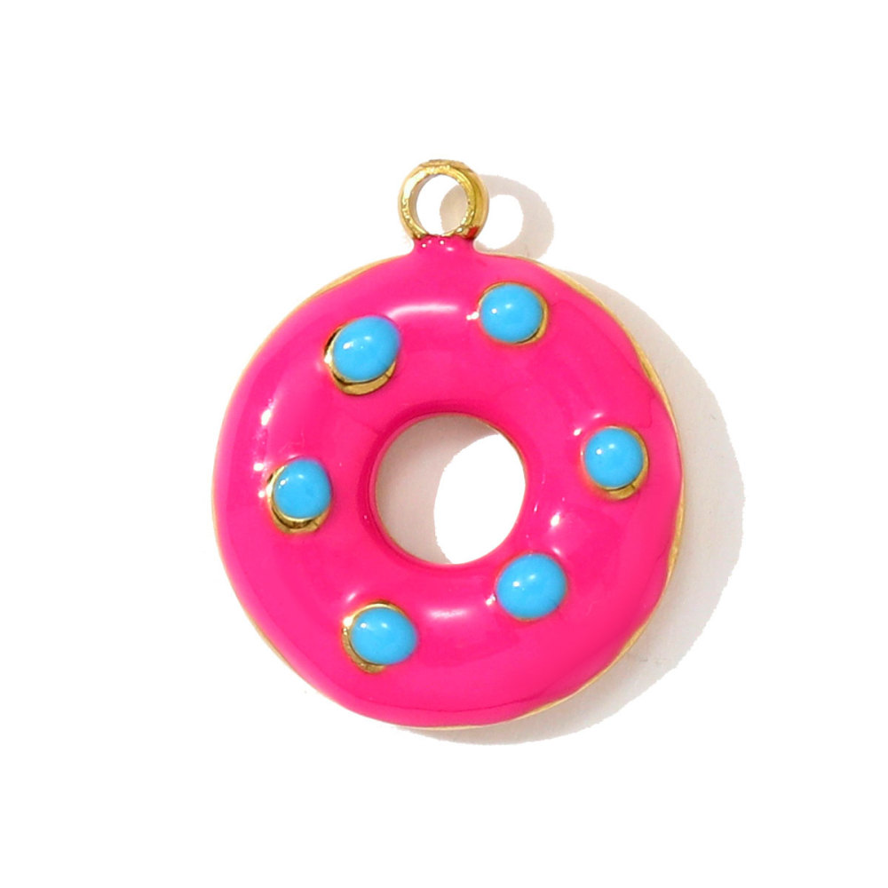 6pcs/pack French Cute Stainless Steel Strawberry Lemon Necklace Pendants Birthday Cake Doughnut DIY Charms Women Cherry Jewelry
