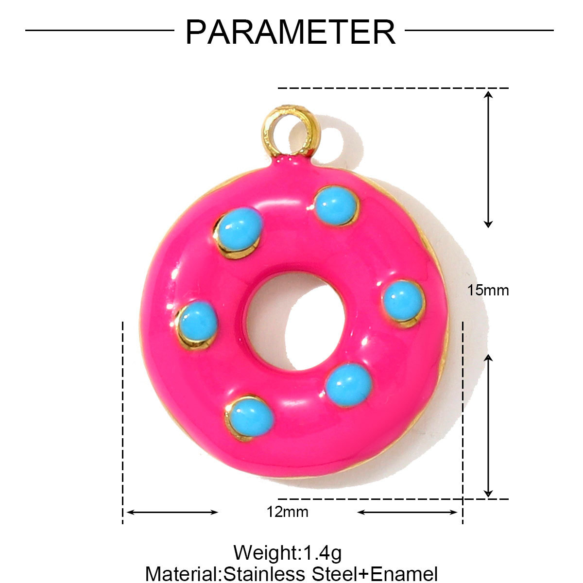 6pcs/pack French Cute Stainless Steel Strawberry Lemon Necklace Pendants Birthday Cake Doughnut DIY Charms Women Cherry Jewelry