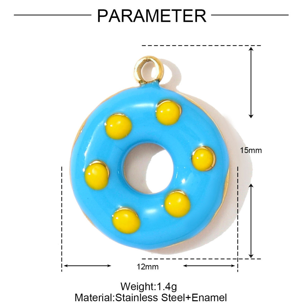 6pcs/pack French Cute Stainless Steel Strawberry Lemon Necklace Pendants Birthday Cake Doughnut DIY Charms Women Cherry Jewelry