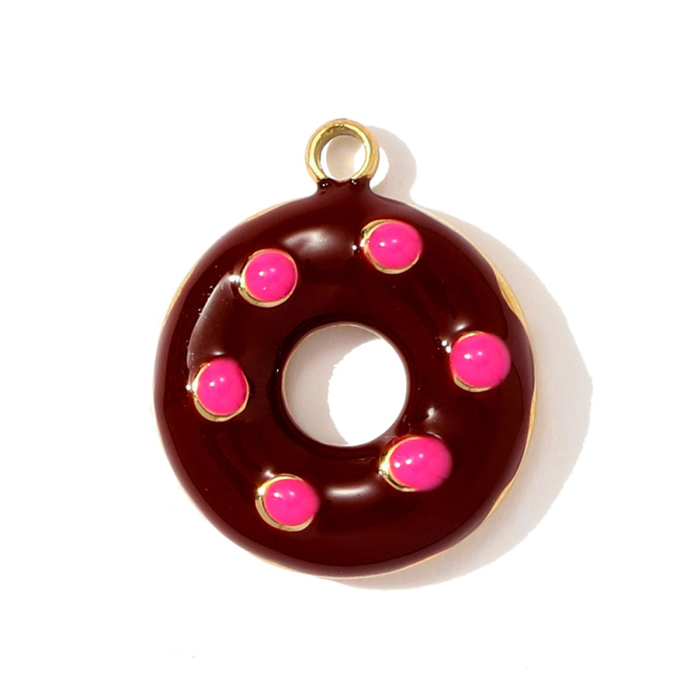6pcs/pack French Cute Stainless Steel Strawberry Lemon Necklace Pendants Birthday Cake Doughnut DIY Charms Women Cherry Jewelry