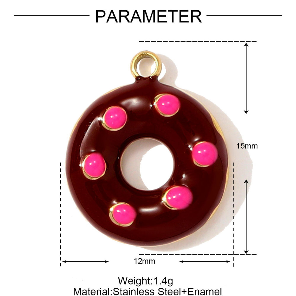 6pcs/pack French Cute Stainless Steel Strawberry Lemon Necklace Pendants Birthday Cake Doughnut DIY Charms Women Cherry Jewelry