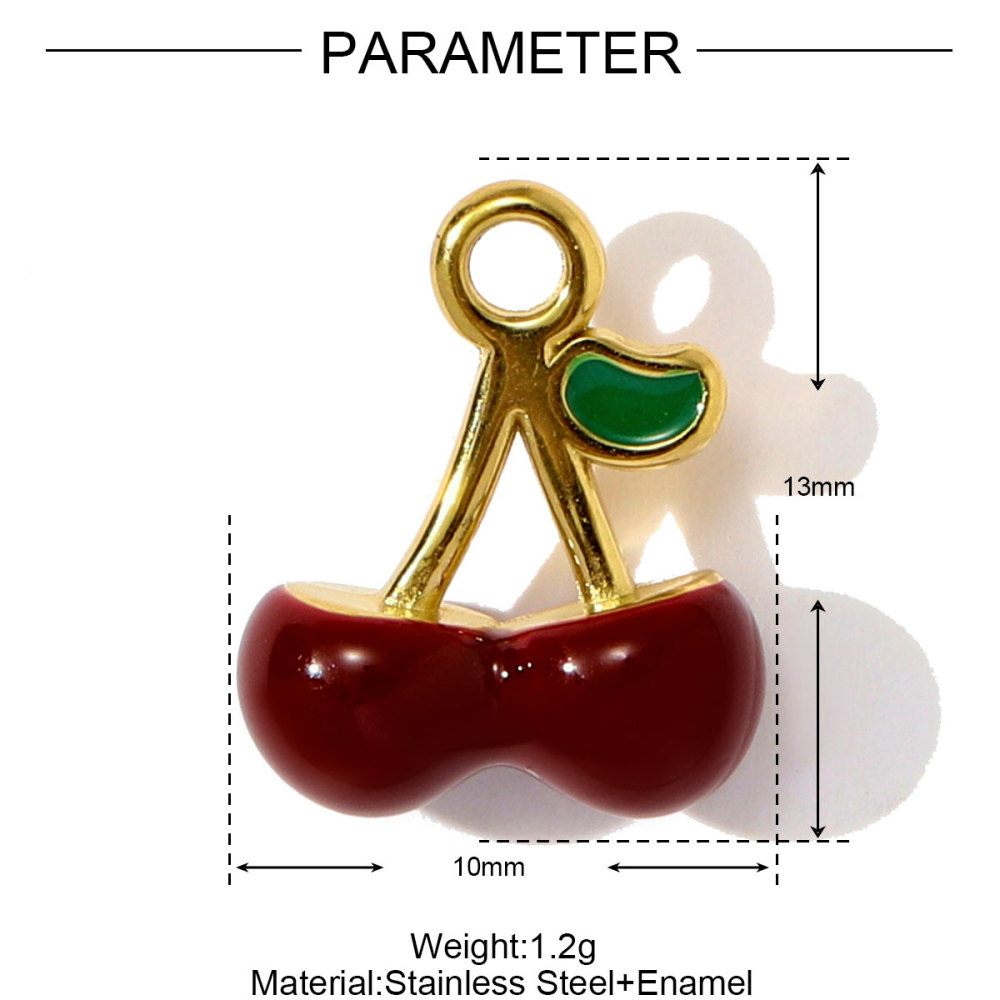 6pcs/pack French Cute Stainless Steel Strawberry Lemon Necklace Pendants Birthday Cake Doughnut DIY Charms Women Cherry Jewelry