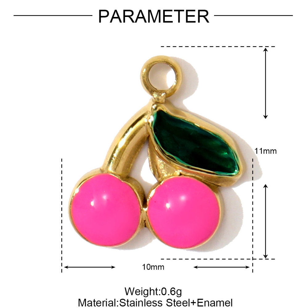 6pcs/pack French Cute Stainless Steel Strawberry Lemon Necklace Pendants Birthday Cake Doughnut DIY Charms Women Cherry Jewelry