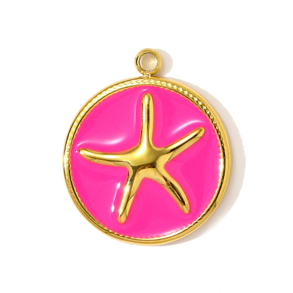 6pcs/pack Stainless Steel Enamel Starfish Seahorse Necklace Pendants Fish Dolphin DIY Bracelet Charms Women Ocean Style Jewelry