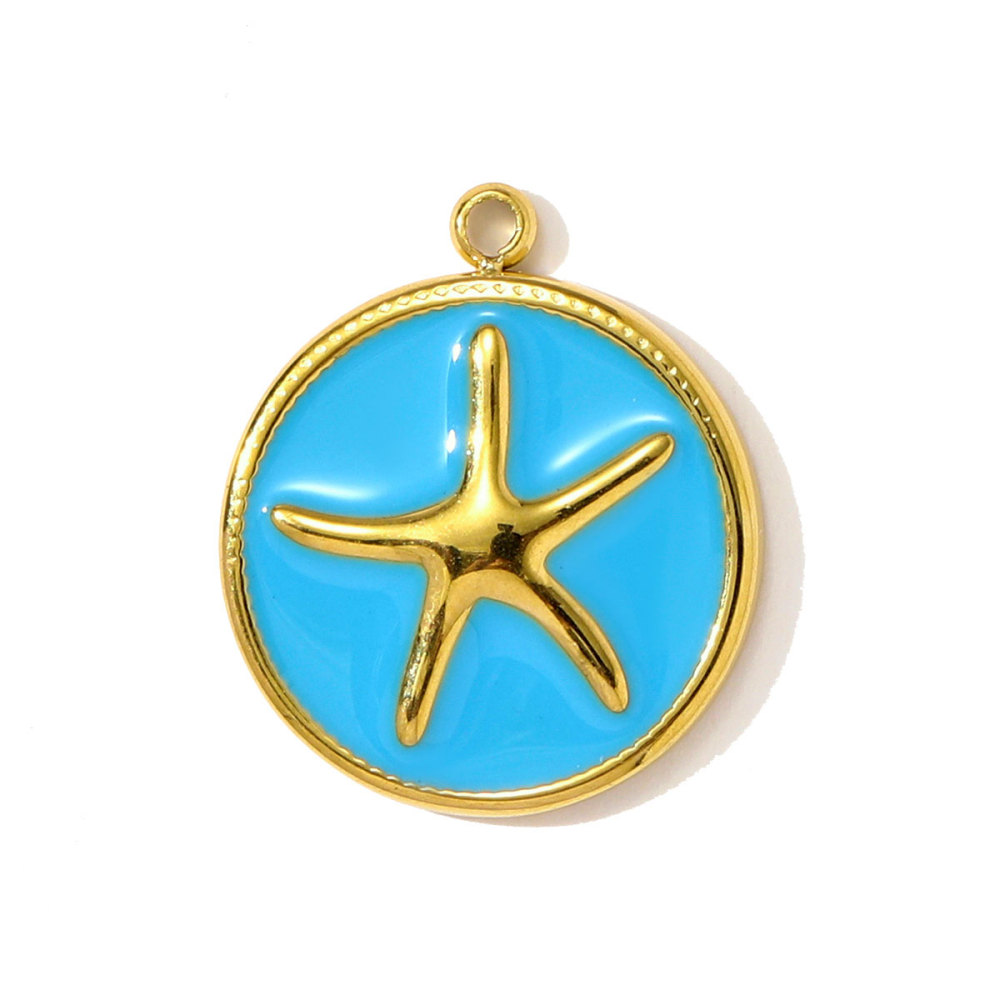 6pcs/pack Stainless Steel Enamel Starfish Seahorse Necklace Pendants Fish Dolphin DIY Bracelet Charms Women Ocean Style Jewelry