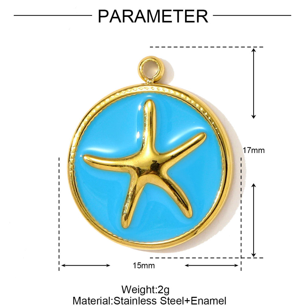 6pcs/pack Stainless Steel Enamel Starfish Seahorse Necklace Pendants Fish Dolphin DIY Bracelet Charms Women Ocean Style Jewelry