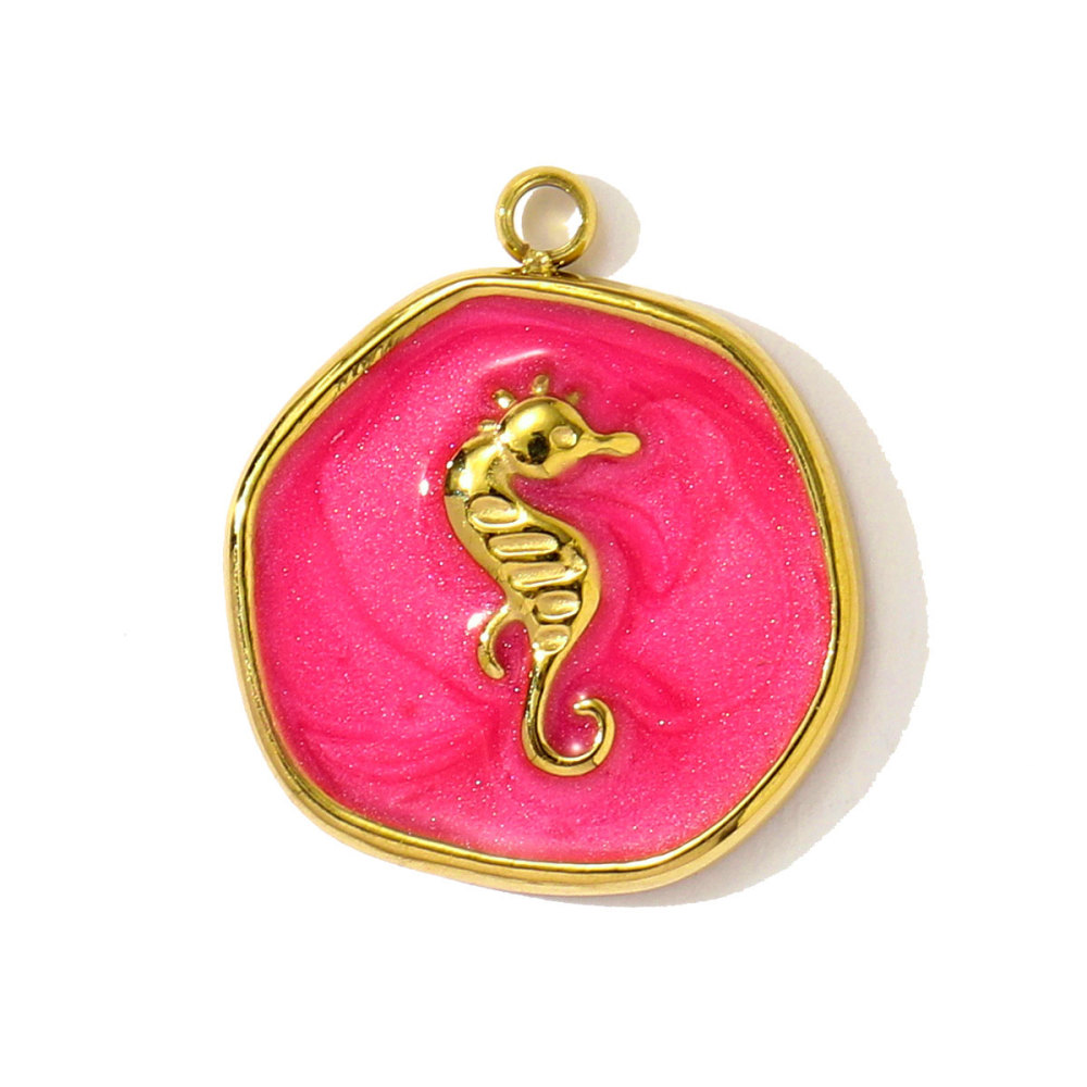 6pcs/pack Stainless Steel Enamel Starfish Seahorse Necklace Pendants Fish Dolphin DIY Bracelet Charms Women Ocean Style Jewelry
