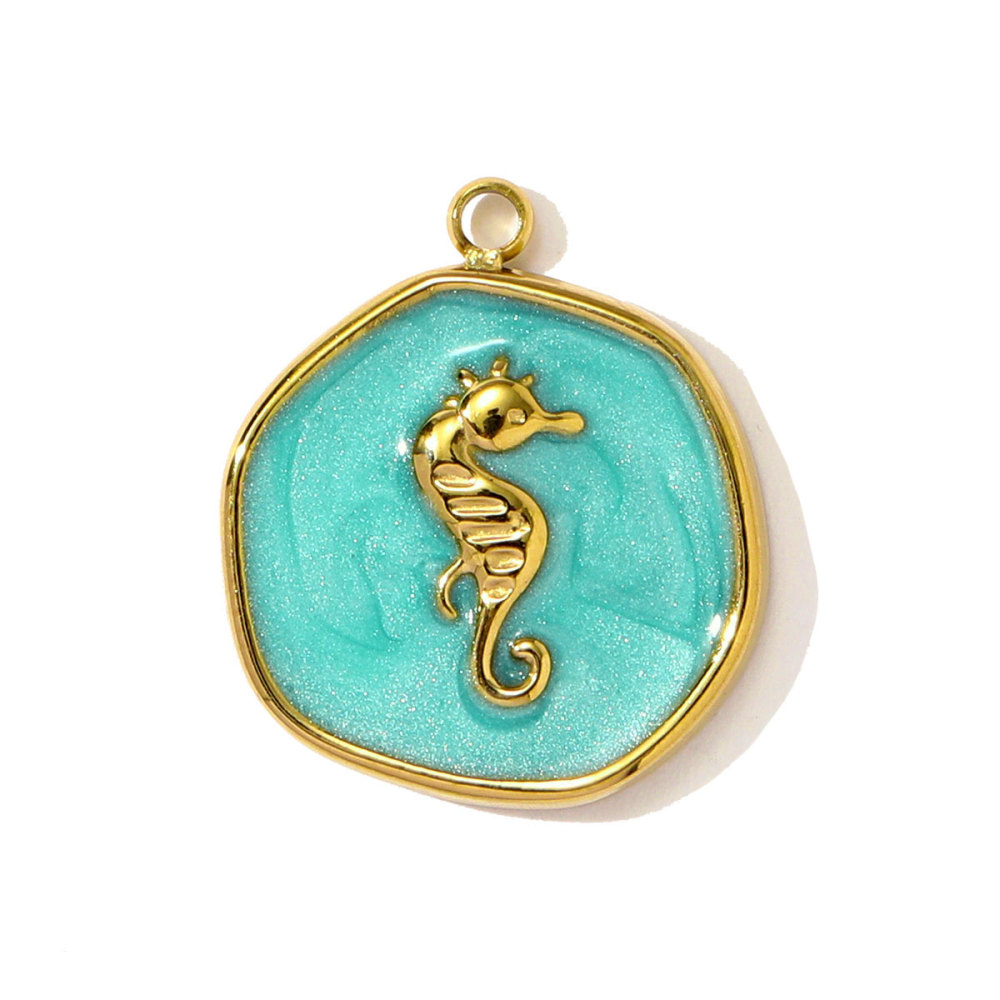 6pcs/pack Stainless Steel Enamel Starfish Seahorse Necklace Pendants Fish Dolphin DIY Bracelet Charms Women Ocean Style Jewelry