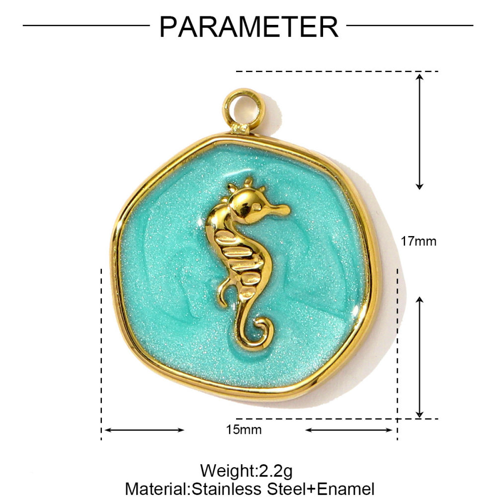 6pcs/pack Stainless Steel Enamel Starfish Seahorse Necklace Pendants Fish Dolphin DIY Bracelet Charms Women Ocean Style Jewelry