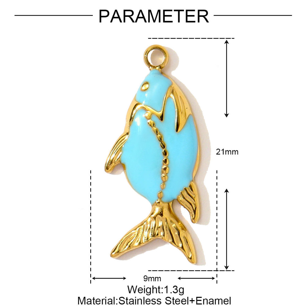 6pcs/pack Stainless Steel Enamel Starfish Seahorse Necklace Pendants Fish Dolphin DIY Bracelet Charms Women Ocean Style Jewelry