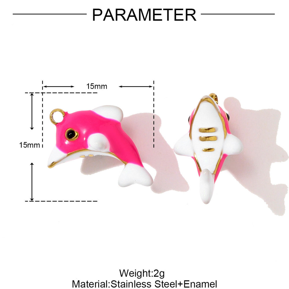 6pcs/pack Stainless Steel Enamel Starfish Seahorse Necklace Pendants Fish Dolphin DIY Bracelet Charms Women Ocean Style Jewelry