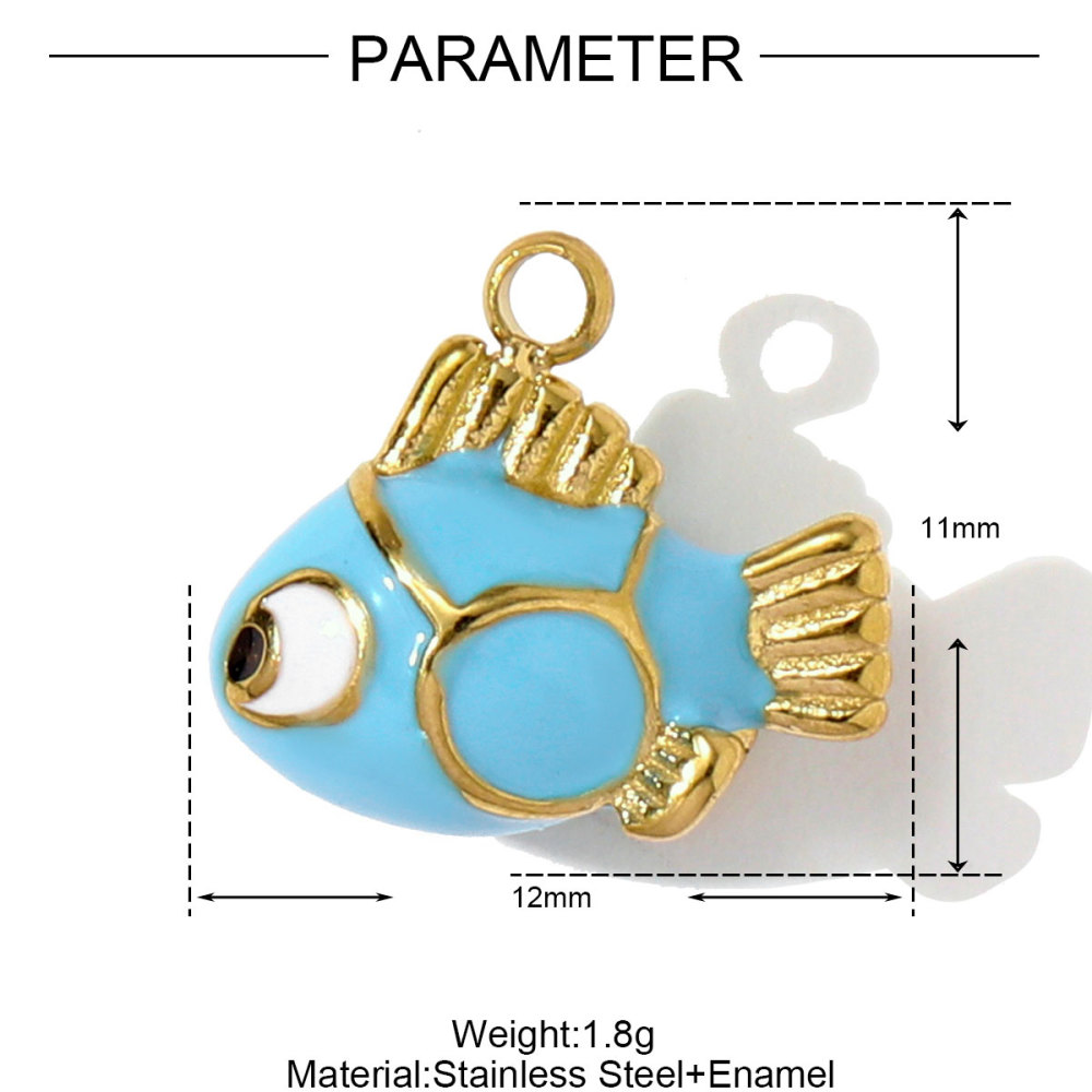 6pcs/pack Stainless Steel Enamel Starfish Seahorse Necklace Pendants Fish Dolphin DIY Bracelet Charms Women Ocean Style Jewelry