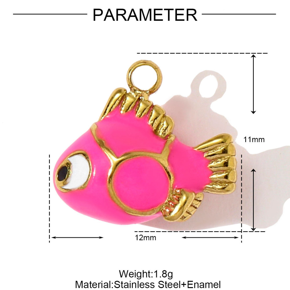 6pcs/pack Stainless Steel Enamel Starfish Seahorse Necklace Pendants Fish Dolphin DIY Bracelet Charms Women Ocean Style Jewelry