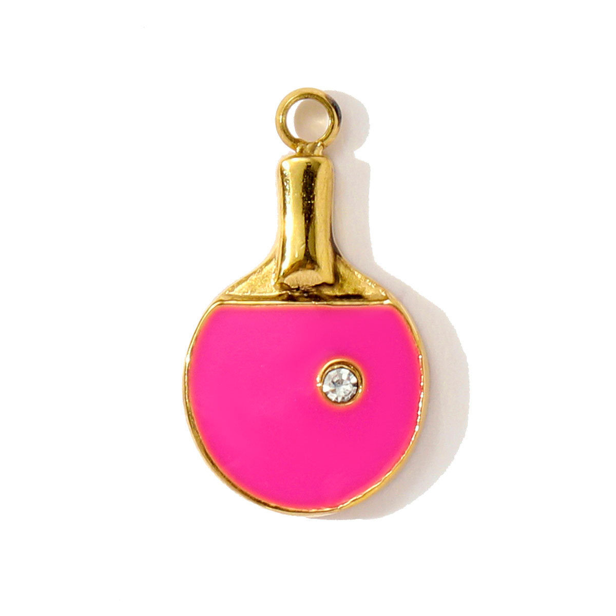 6pcs/pack Stainless Steel Enamel Headset Table Tennis Racket Necklace Pendants Basketball Baseball DIY Charms Women Sport Jewelry