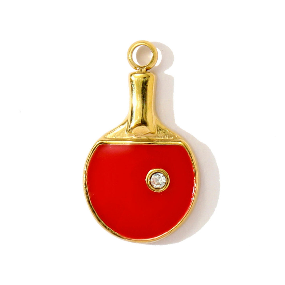 6pcs/pack Stainless Steel Enamel Headset Table Tennis Racket Necklace Pendants Basketball Baseball DIY Charms Women Sport Jewelry
