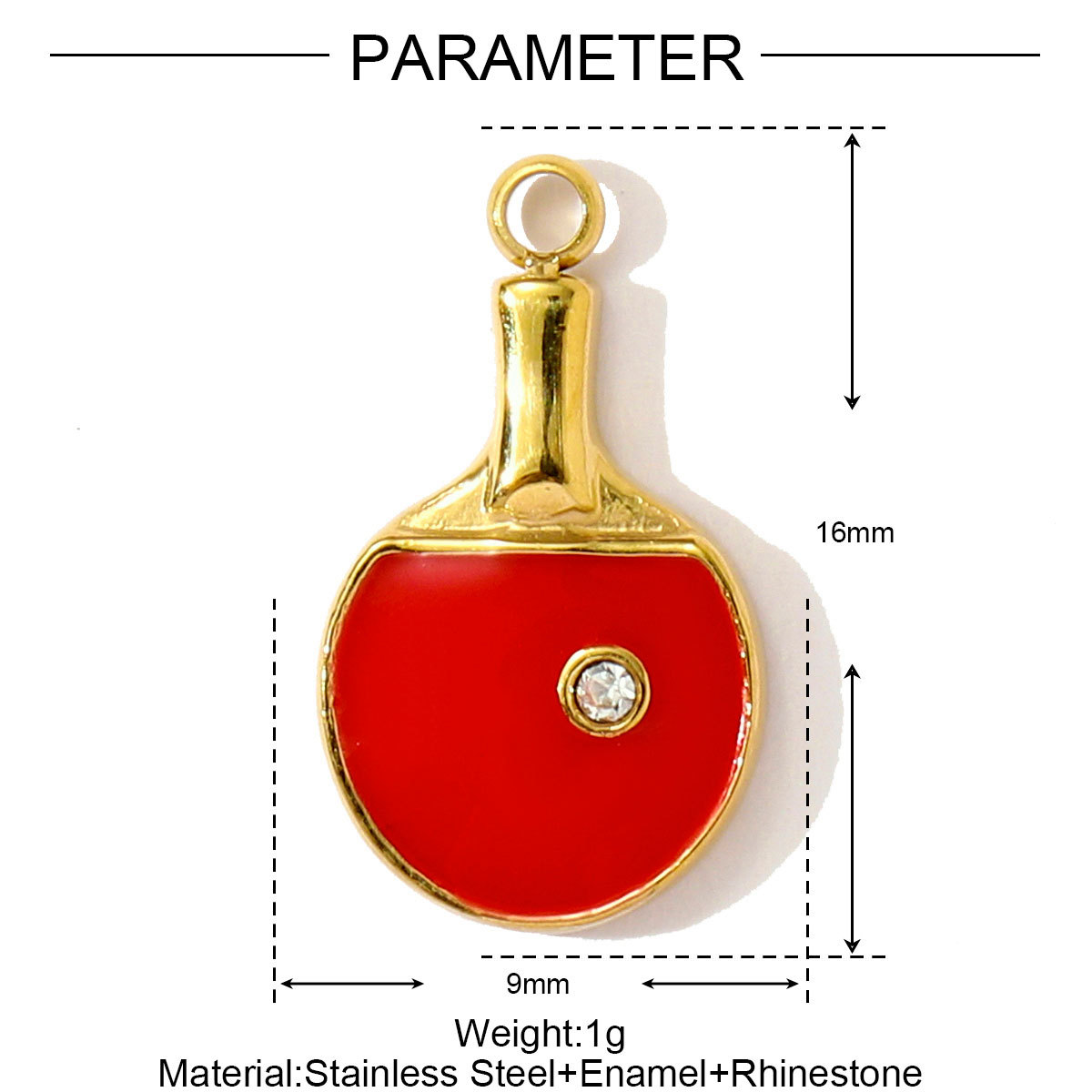 6pcs/pack Stainless Steel Enamel Headset Table Tennis Racket Necklace Pendants Basketball Baseball DIY Charms Women Sport Jewelry