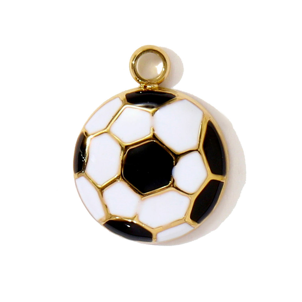 6pcs/pack Stainless Steel Enamel Headset Table Tennis Racket Necklace Pendants Basketball Baseball DIY Charms Women Sport Jewelry