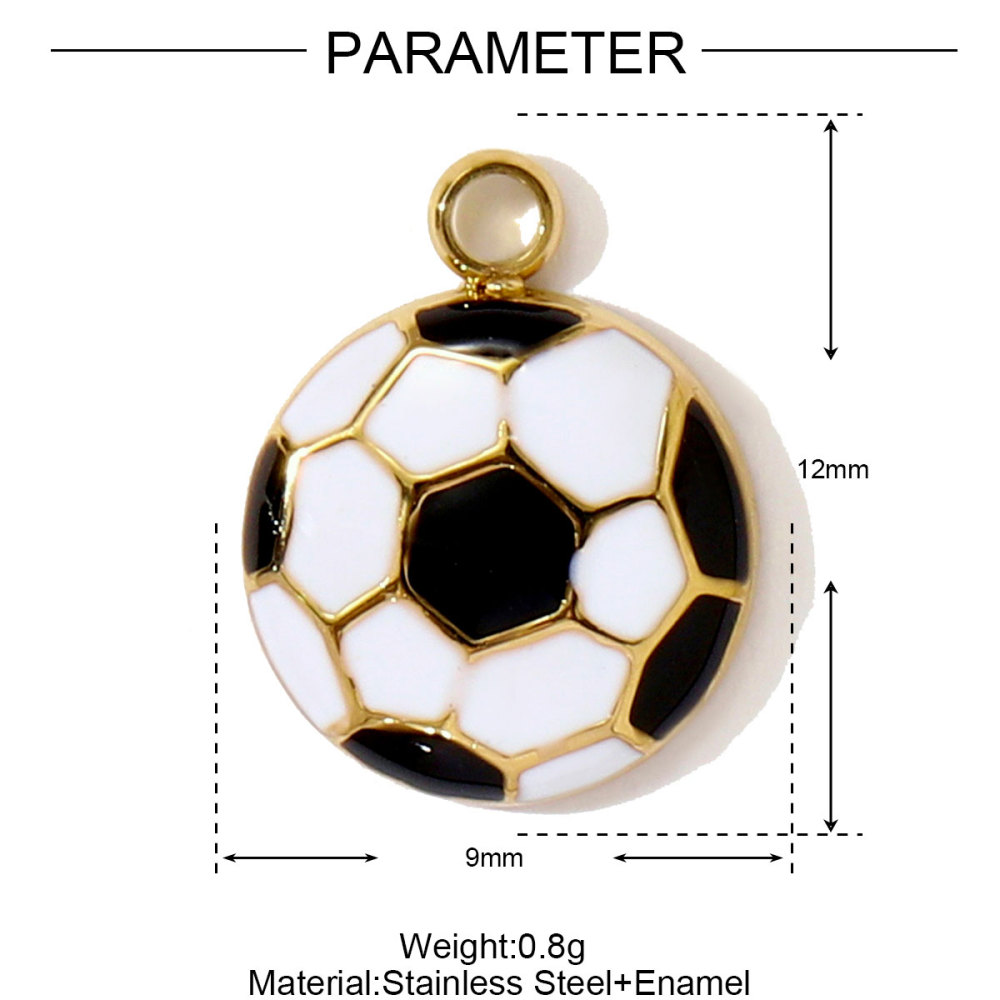 6pcs/pack Stainless Steel Enamel Headset Table Tennis Racket Necklace Pendants Basketball Baseball DIY Charms Women Sport Jewelry