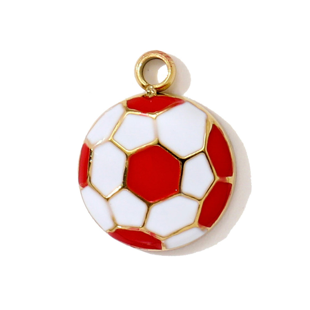 6pcs/pack Stainless Steel Enamel Headset Table Tennis Racket Necklace Pendants Basketball Baseball DIY Charms Women Sport Jewelry