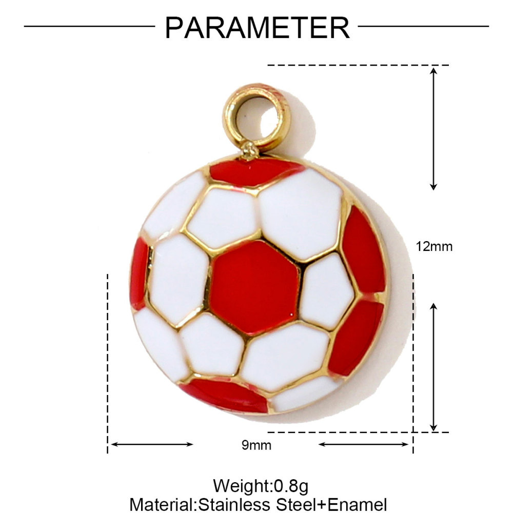 6pcs/pack Stainless Steel Enamel Headset Table Tennis Racket Necklace Pendants Basketball Baseball DIY Charms Women Sport Jewelry