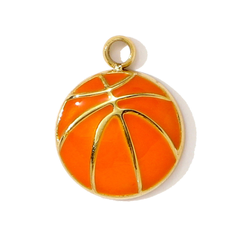 6pcs/pack Stainless Steel Enamel Headset Table Tennis Racket Necklace Pendants Basketball Baseball DIY Charms Women Sport Jewelry