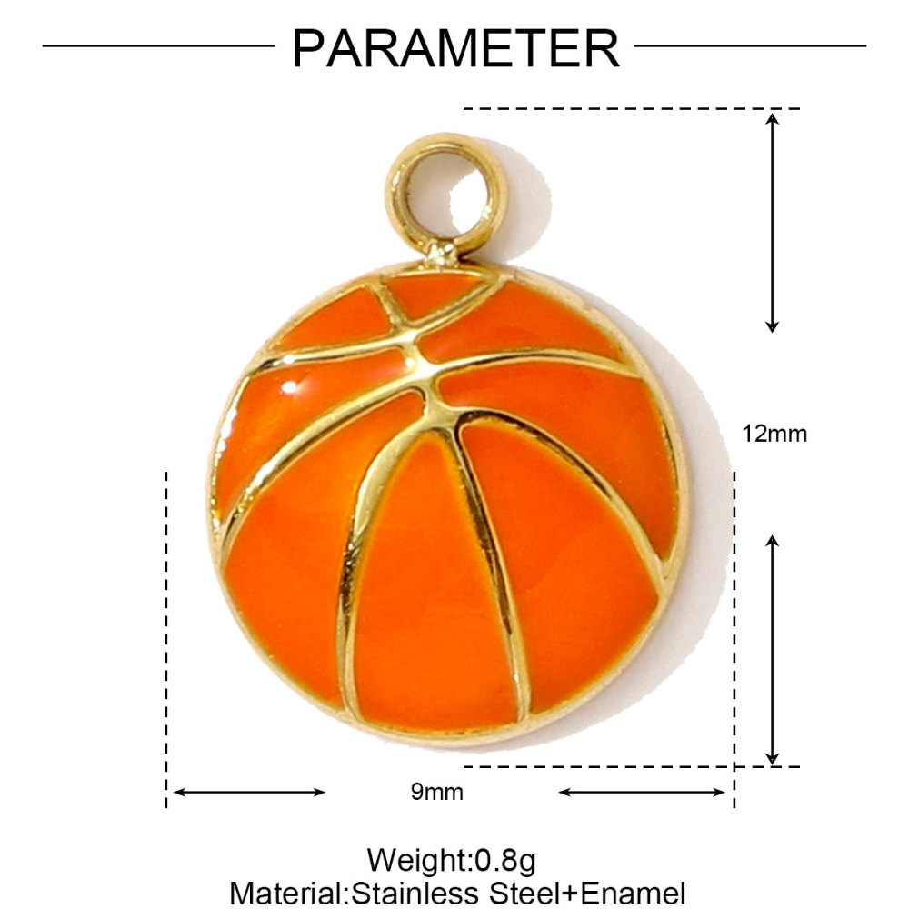 6pcs/pack Stainless Steel Enamel Headset Table Tennis Racket Necklace Pendants Basketball Baseball DIY Charms Women Sport Jewelry