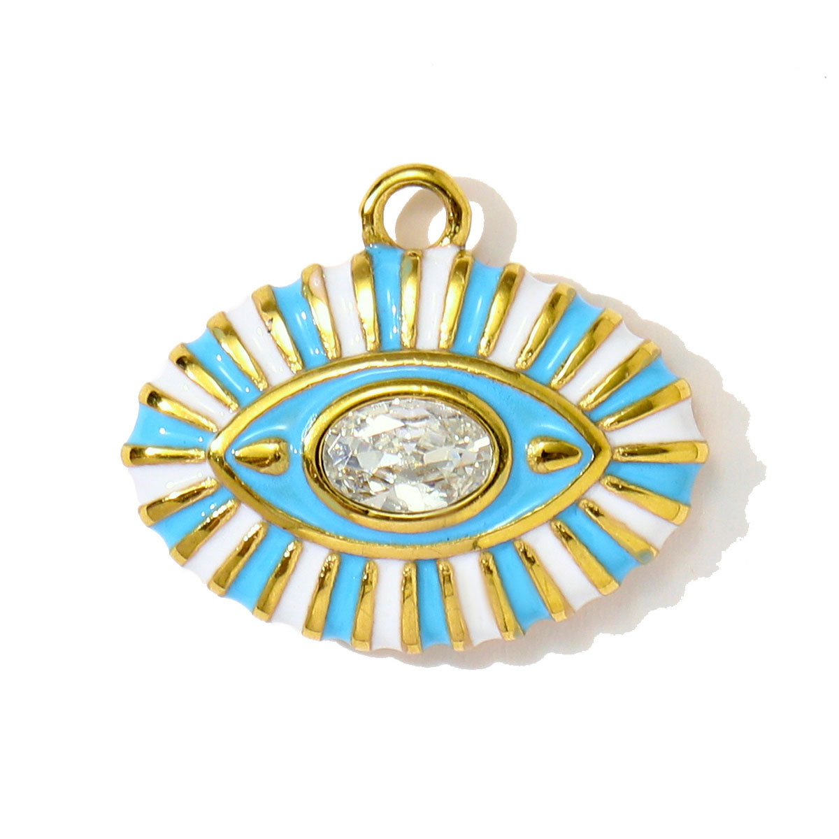6pcs/pack Hip Hop Stainless Steel Enamel Evil Eye Necklace Pendants Rhinestone Heart DIY Earring Charms Women Painted Color Jewelry
