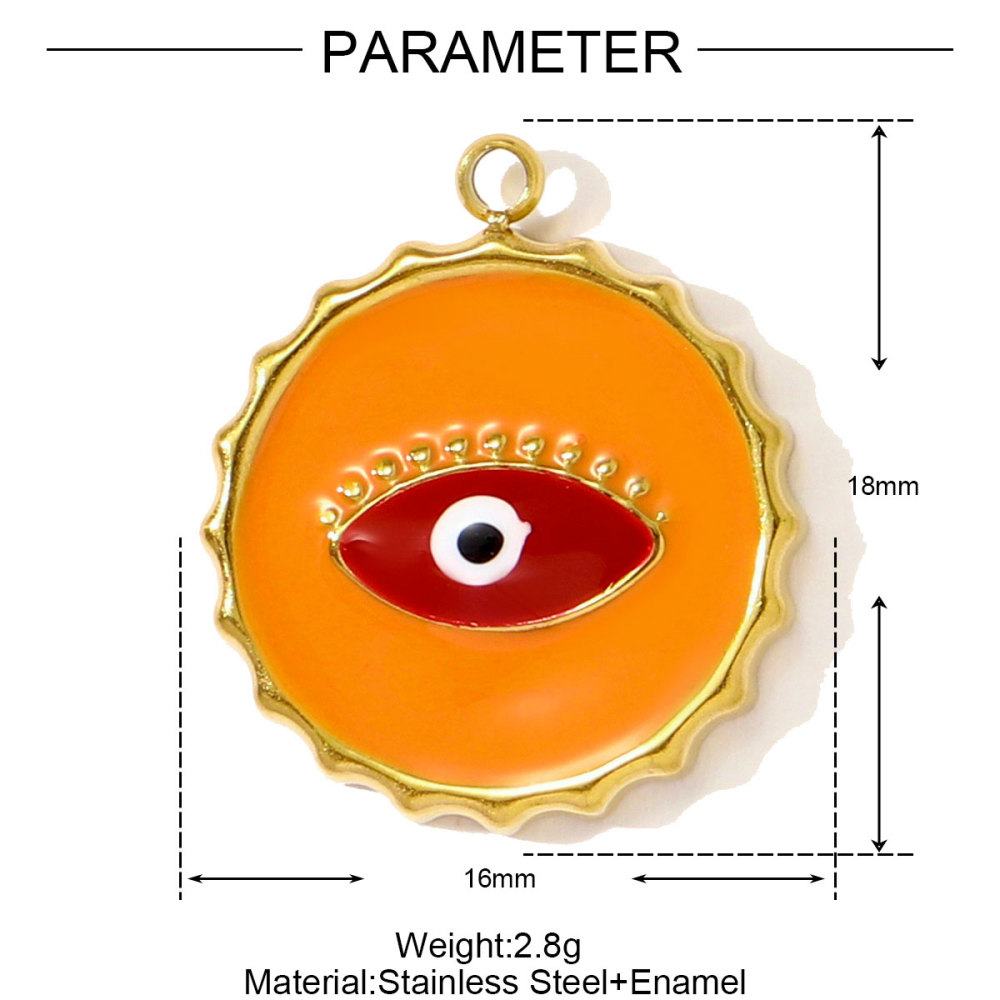 6pcs/pack Hip Hop Stainless Steel Enamel Evil Eye Necklace Pendants Rhinestone Heart DIY Earring Charms Women Painted Color Jewelry
