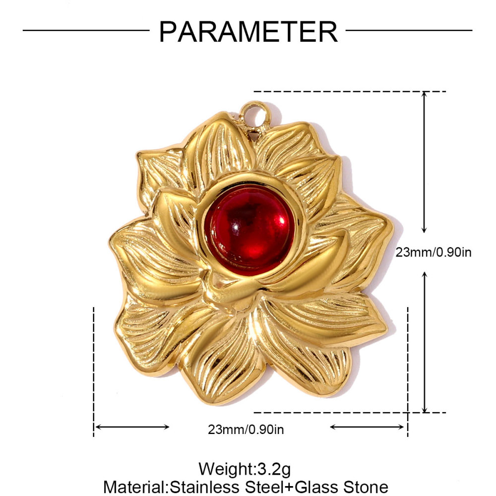 6pcs/pack Stainless Steel Rhinestone Lotus Necklace Pendant Flower Stone DIY Earring Charm Women Angel Cupid Jewelry Wholesale
