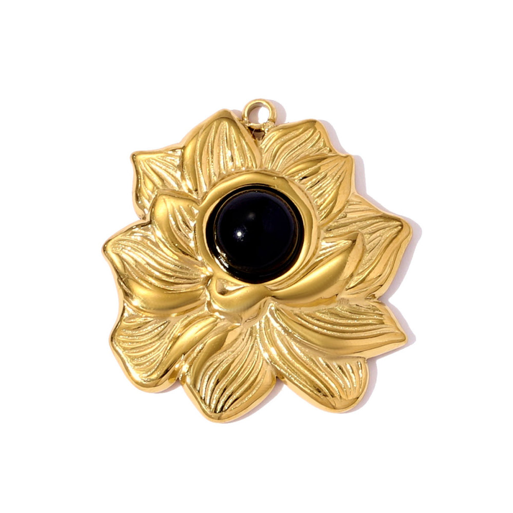 6pcs/pack Stainless Steel Rhinestone Lotus Necklace Pendant Flower Stone DIY Earring Charm Women Angel Cupid Jewelry Wholesale