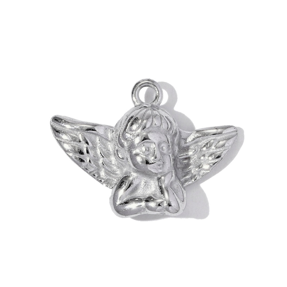 6pcs/pack Stainless Steel Rhinestone Lotus Necklace Pendant Flower Stone DIY Earring Charm Women Angel Cupid Jewelry Wholesale