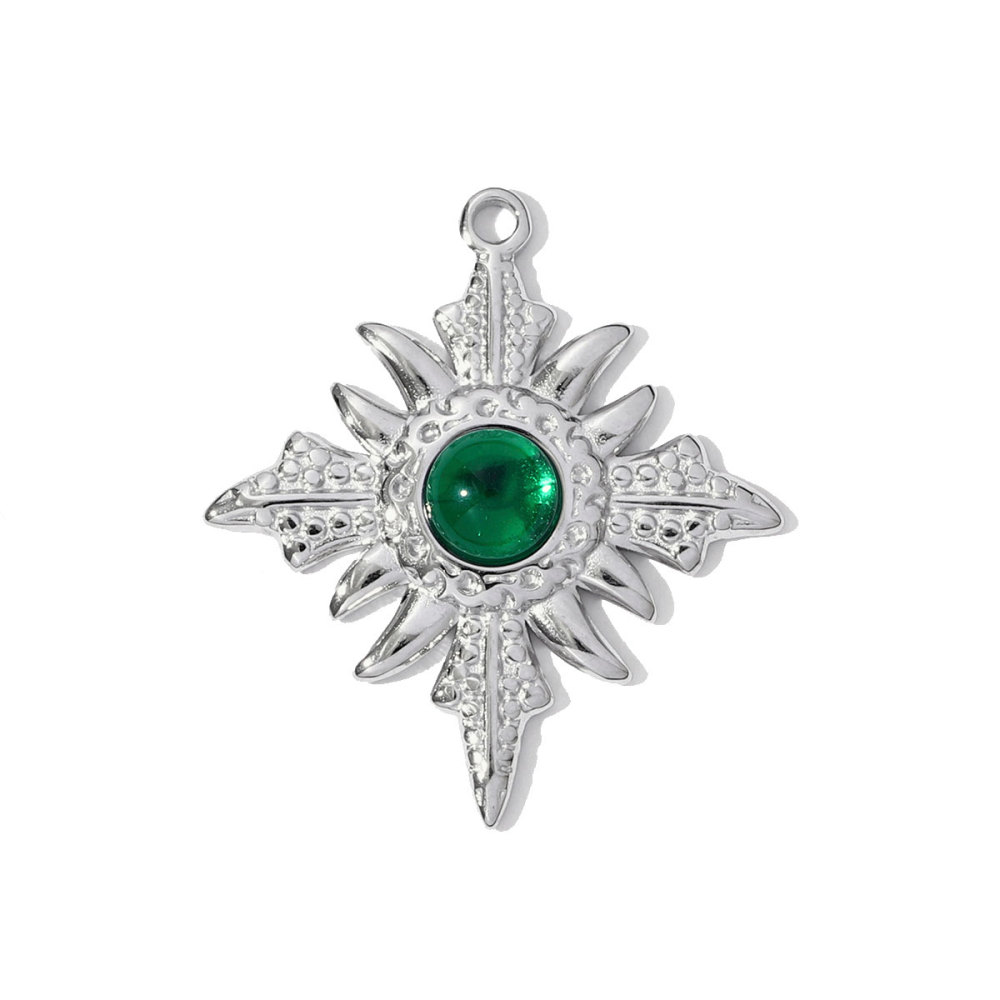 6pcs/pack Stainless Steel Resin Stone Cross Sun Necklace Pendant Star DIY Earring Charm Women Crescent Moon Jewelry Wholesale