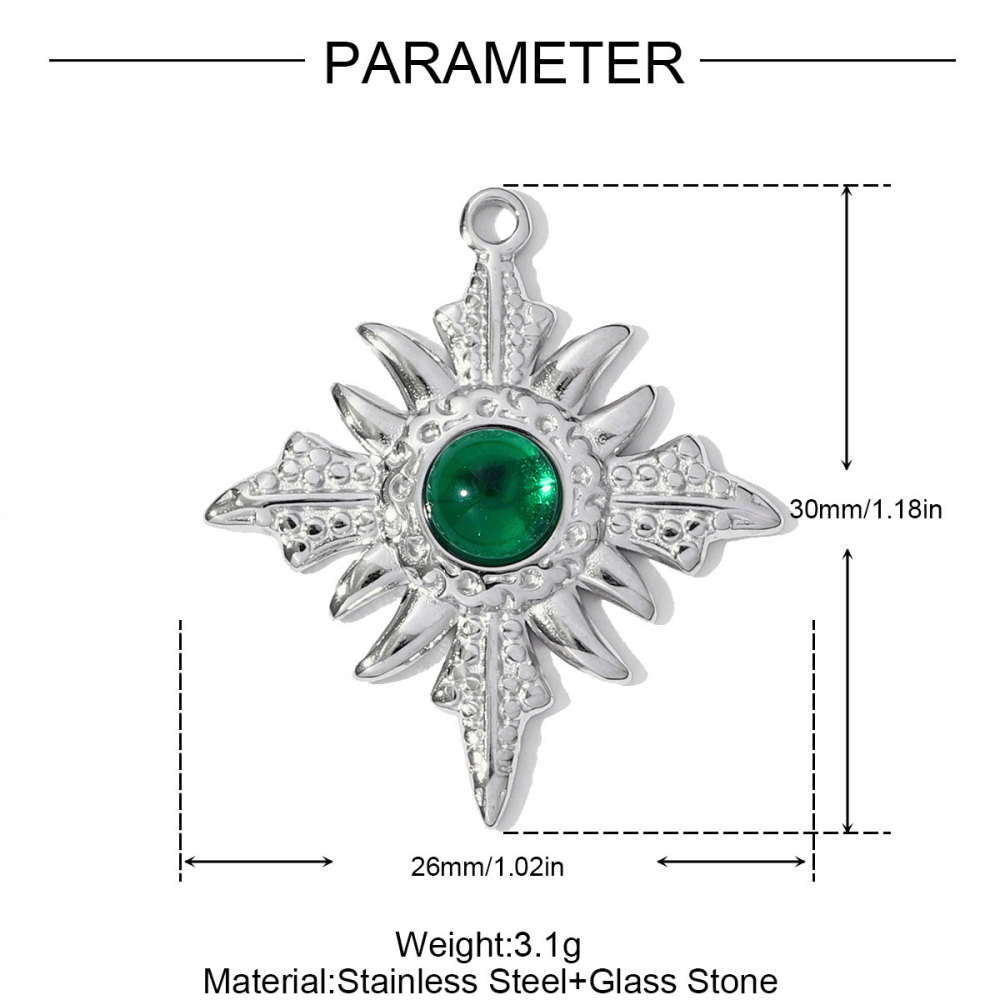 6pcs/pack Stainless Steel Resin Stone Cross Sun Necklace Pendant Star DIY Earring Charm Women Crescent Moon Jewelry Wholesale