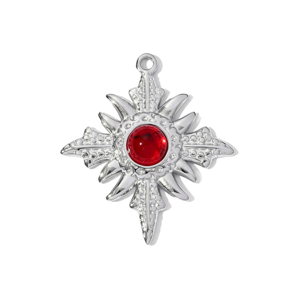 6pcs/pack Stainless Steel Resin Stone Cross Sun Necklace Pendant Star DIY Earring Charm Women Crescent Moon Jewelry Wholesale